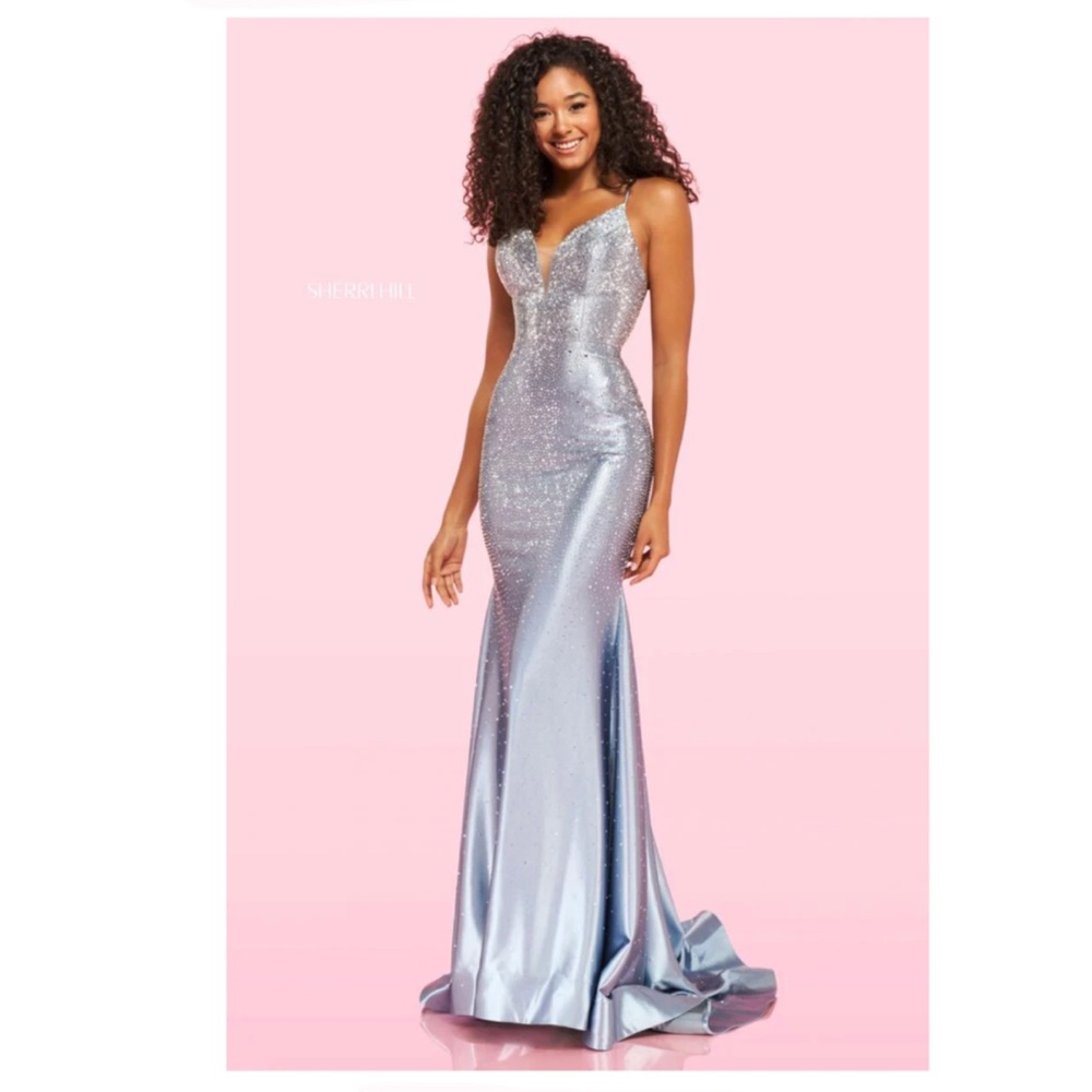 Silver sparkly Sherri Hill prom dress